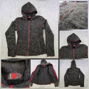 TRIPP‎ NYC Sweater Womens Medium Gray Wool Blend Hooded Full Zip Cardigan Knit